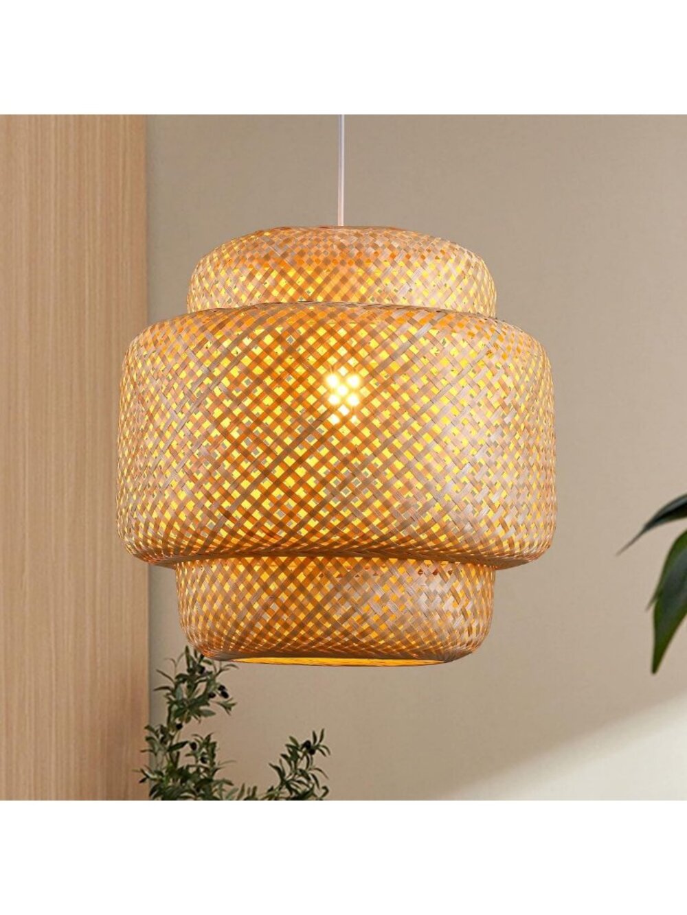 Handmade Boho Bamboo Pendant Light - Woven Rattan Chandelier for Dining & Living